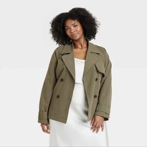 NWT Olive Green Lightweight Trench Coat Size XXL